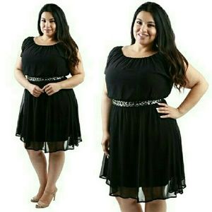 Black Chiffon Dress Junior Plus 2x